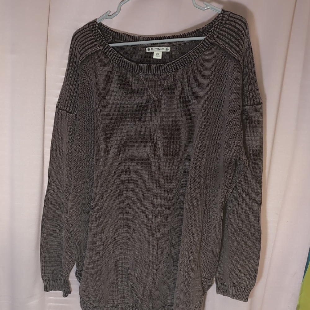 Ruff Hewn Gray Crew Neck Sweater Cozy Knit Oversized Fit